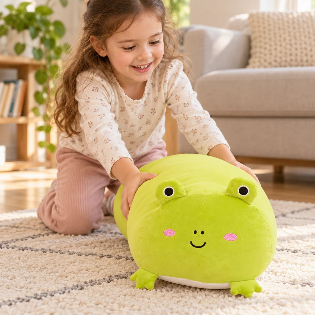Almohada De Peluche Forma De Rana Verde