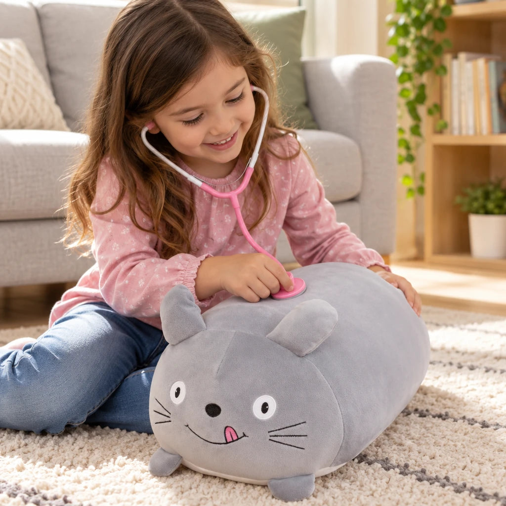 Almohada De Peluche Gato Gris