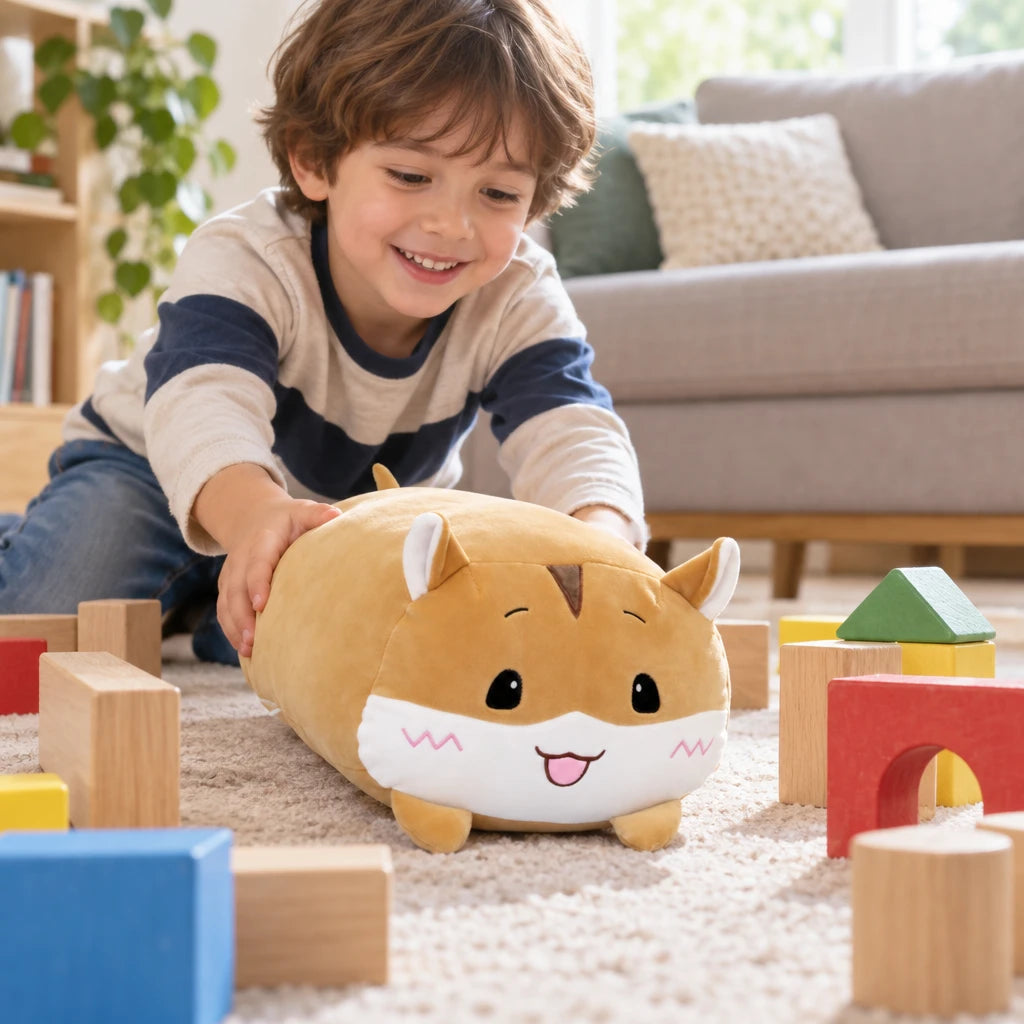 Cojín De Peluche Almohada Animal Alargado Hámster Marrón