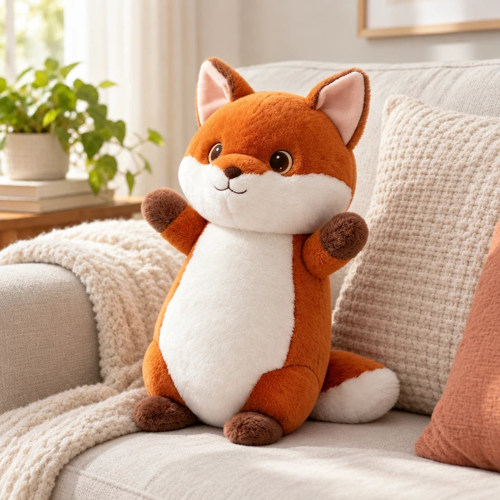 Cojín De Peluche Con Forma De Zorro Naranja Y Blanco
