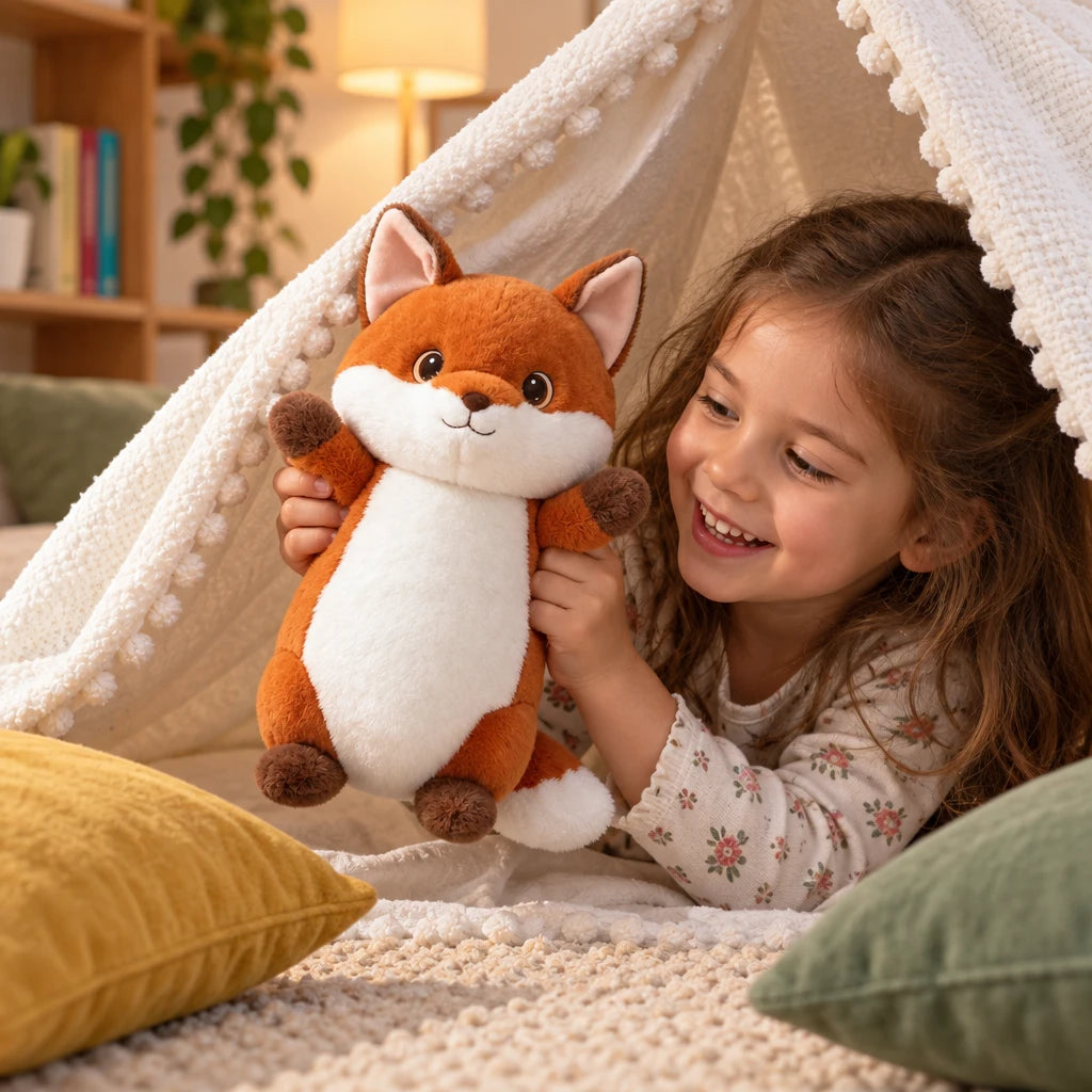 Cojín De Peluche Con Forma De Zorro Naranja Y Blanco