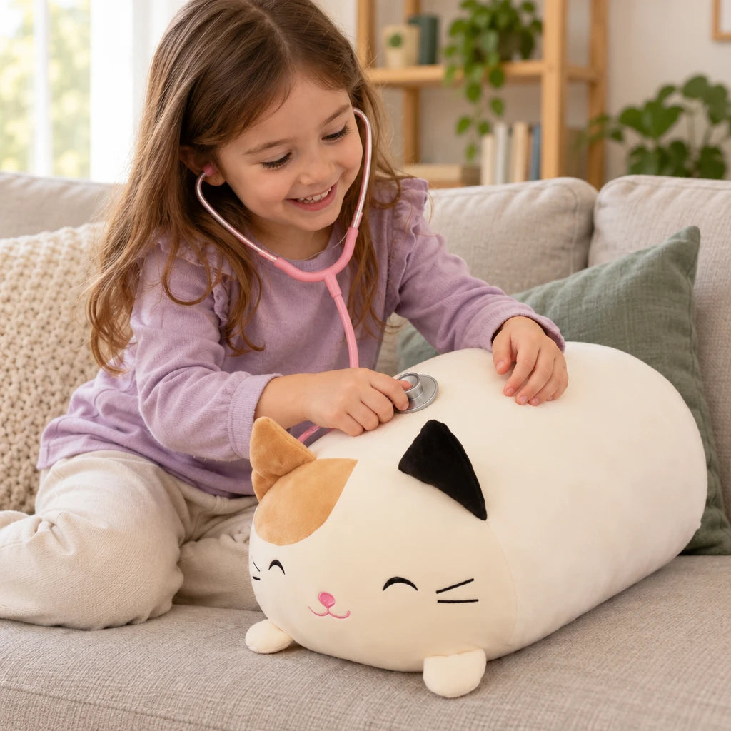 Cojin De Peluche Gato Alargado Cilíndrico
