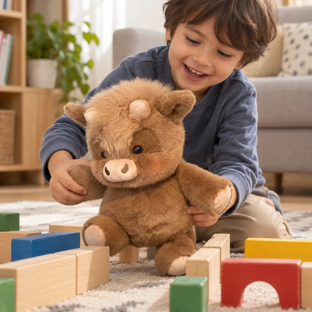 Cojín Peluche Cerdito Marrón Oscuro