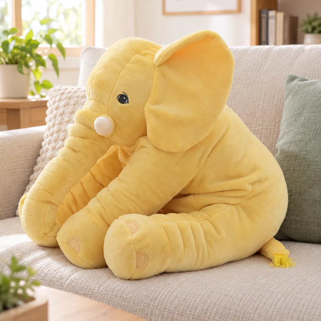 Cojín Peluche Elefante Amarillo