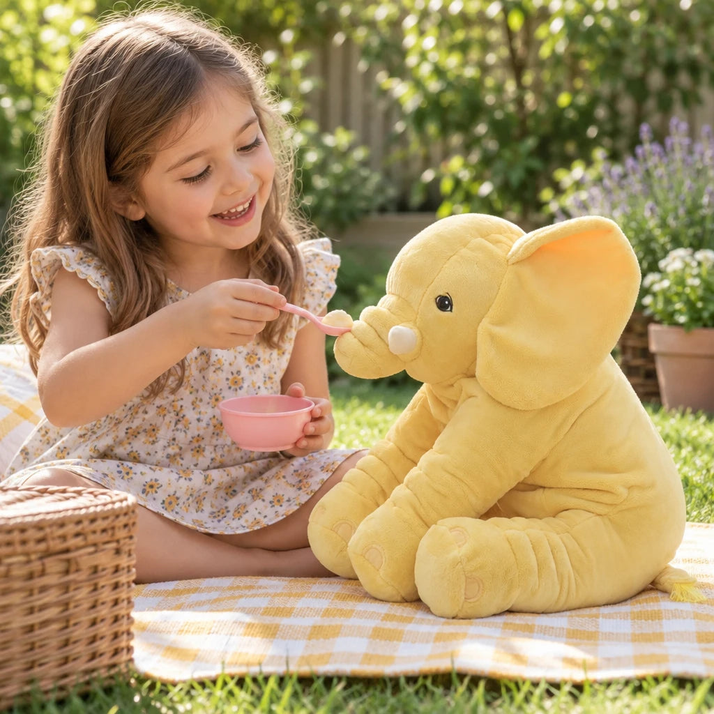 Cojín Peluche Elefante Amarillo