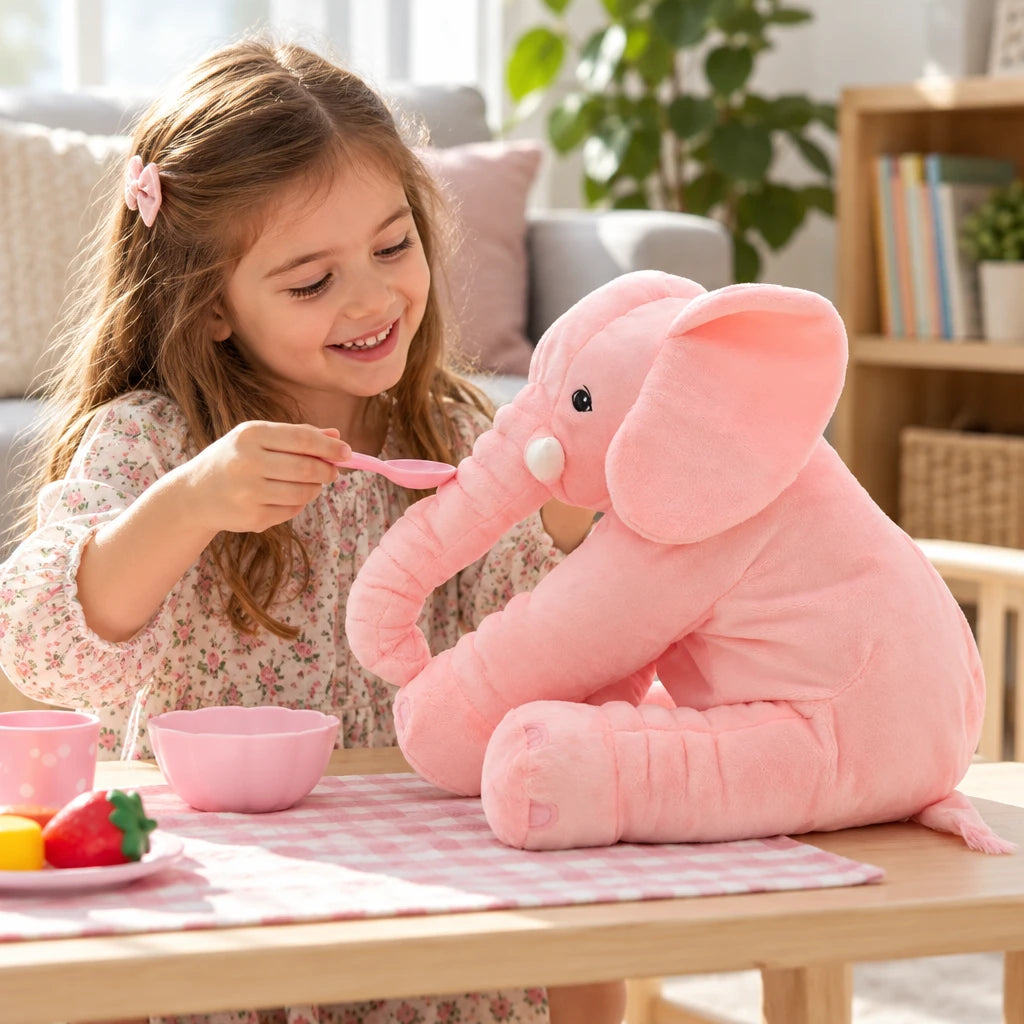 Cojin Peluche Elefante Bebe Rosa