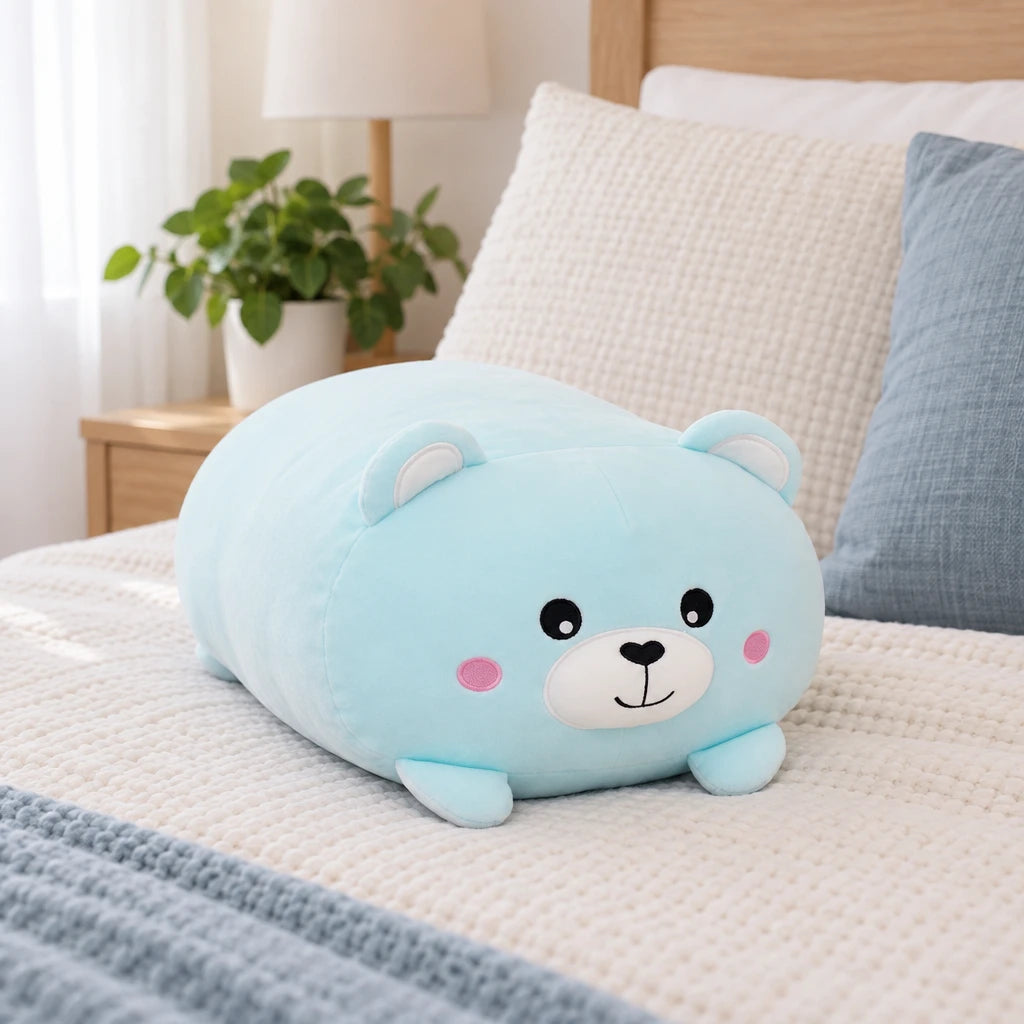 Cojín Peluche Oso Azul Claro