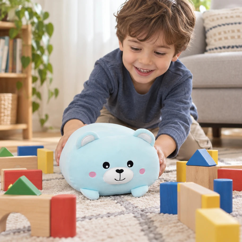 Cojín Peluche Oso Azul Claro