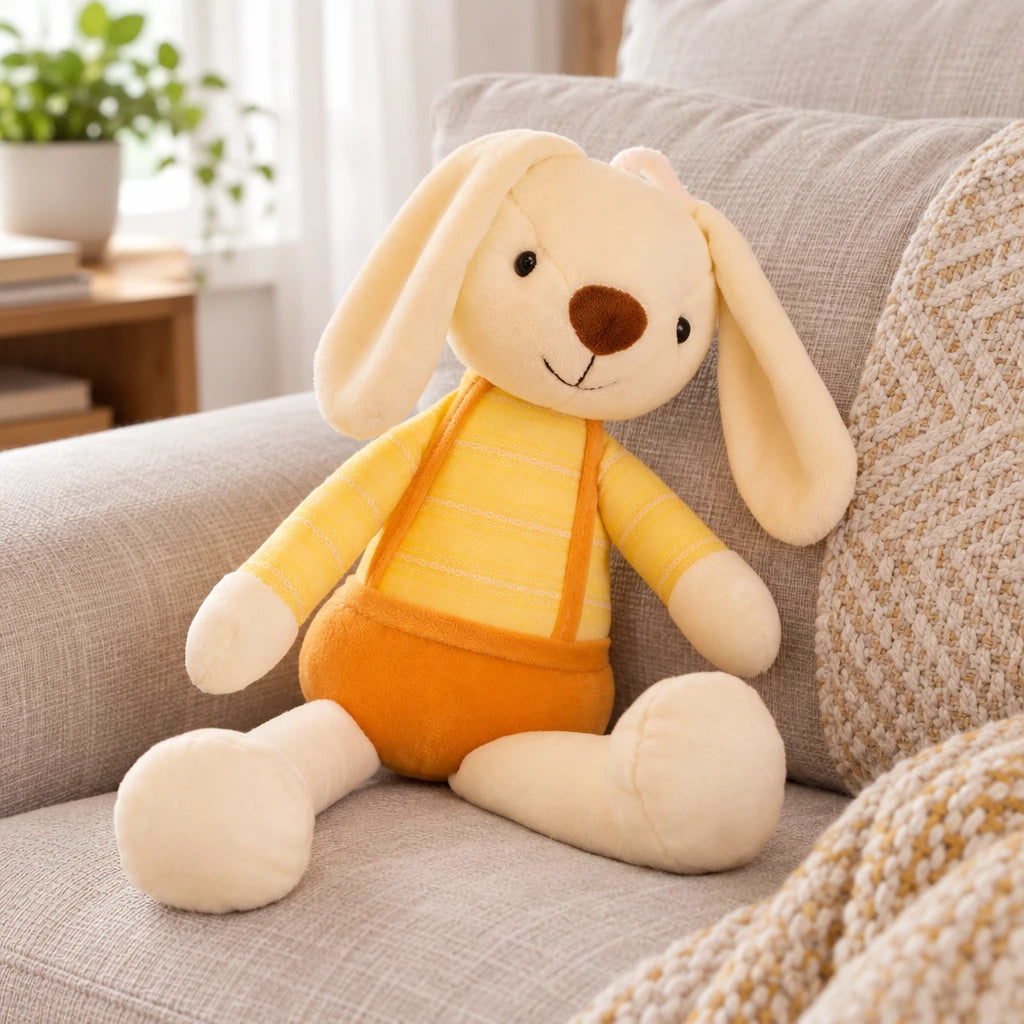 Conejo De Peluche Amarillo Con Tirantes Orejas Largas
