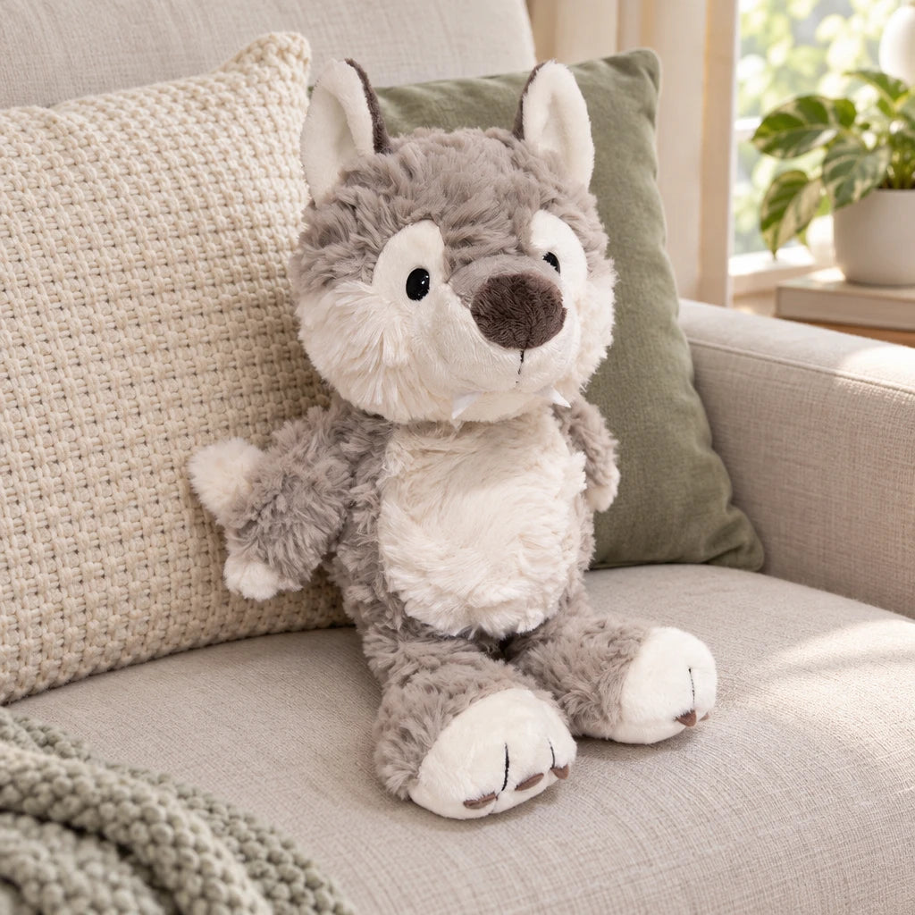 Lobo De Peluche Gris Y Blanco