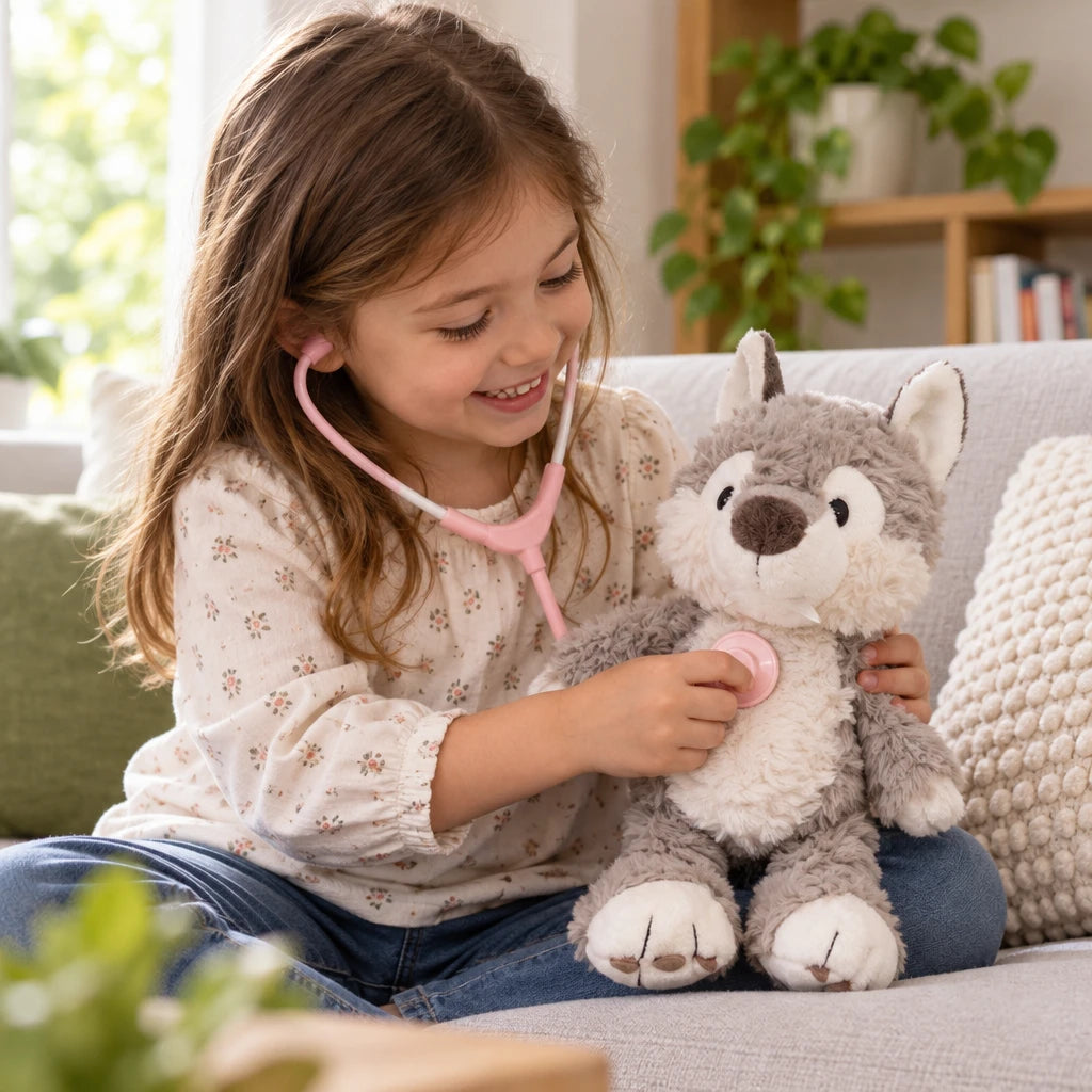 Lobo De Peluche Gris Y Blanco