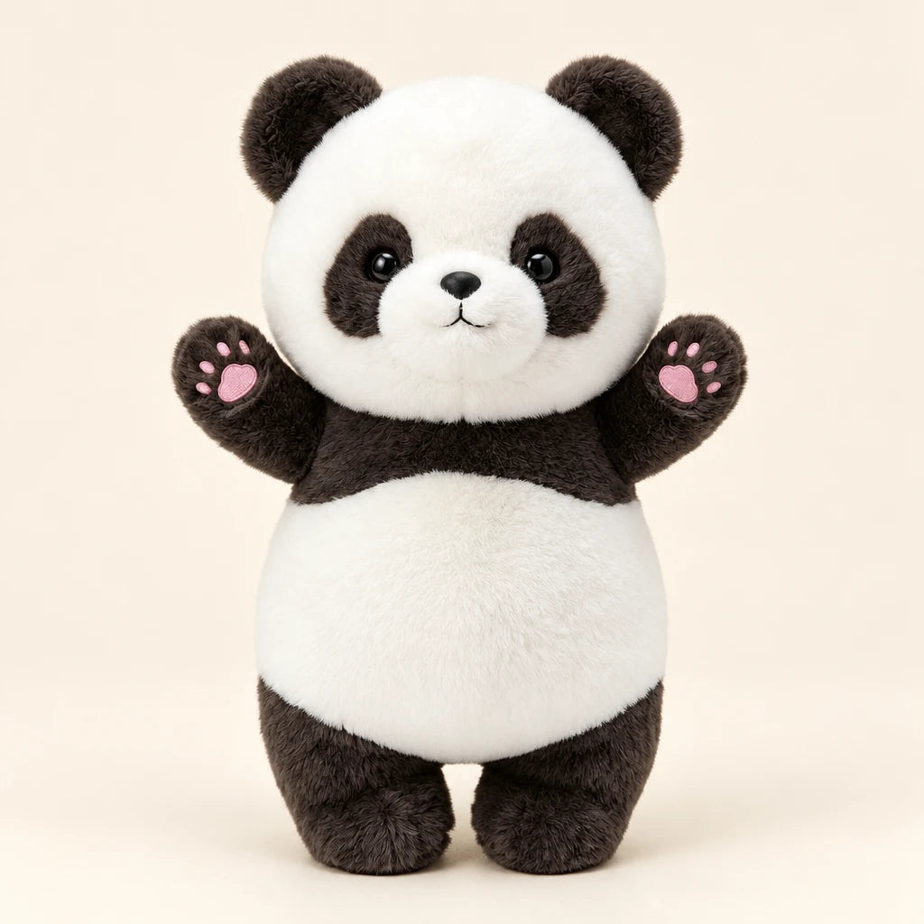 Muñeco De Peluche De Oso Panda De Pie En Blanco Y Negro