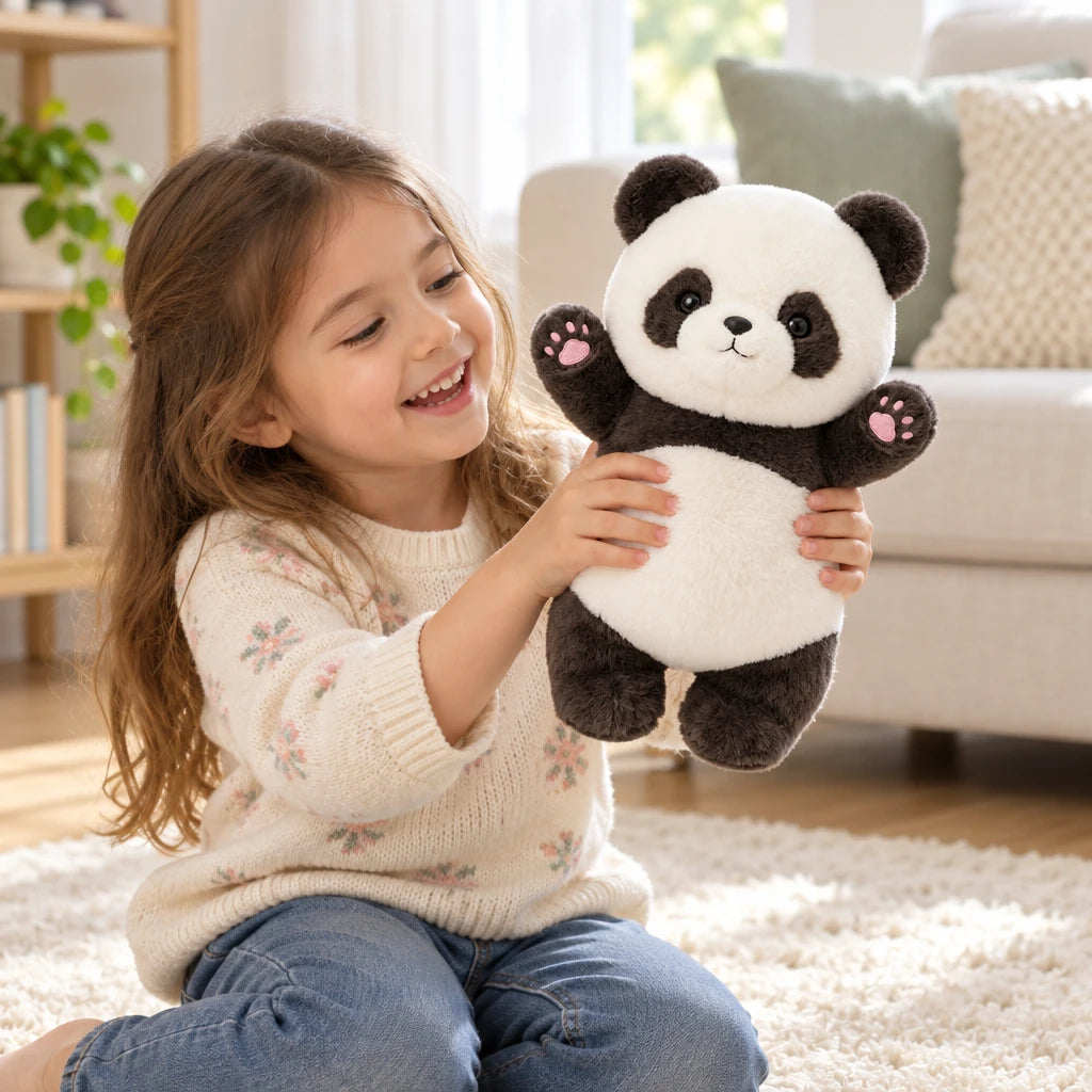 Muñeco De Peluche De Oso Panda De Pie En Blanco Y Negro