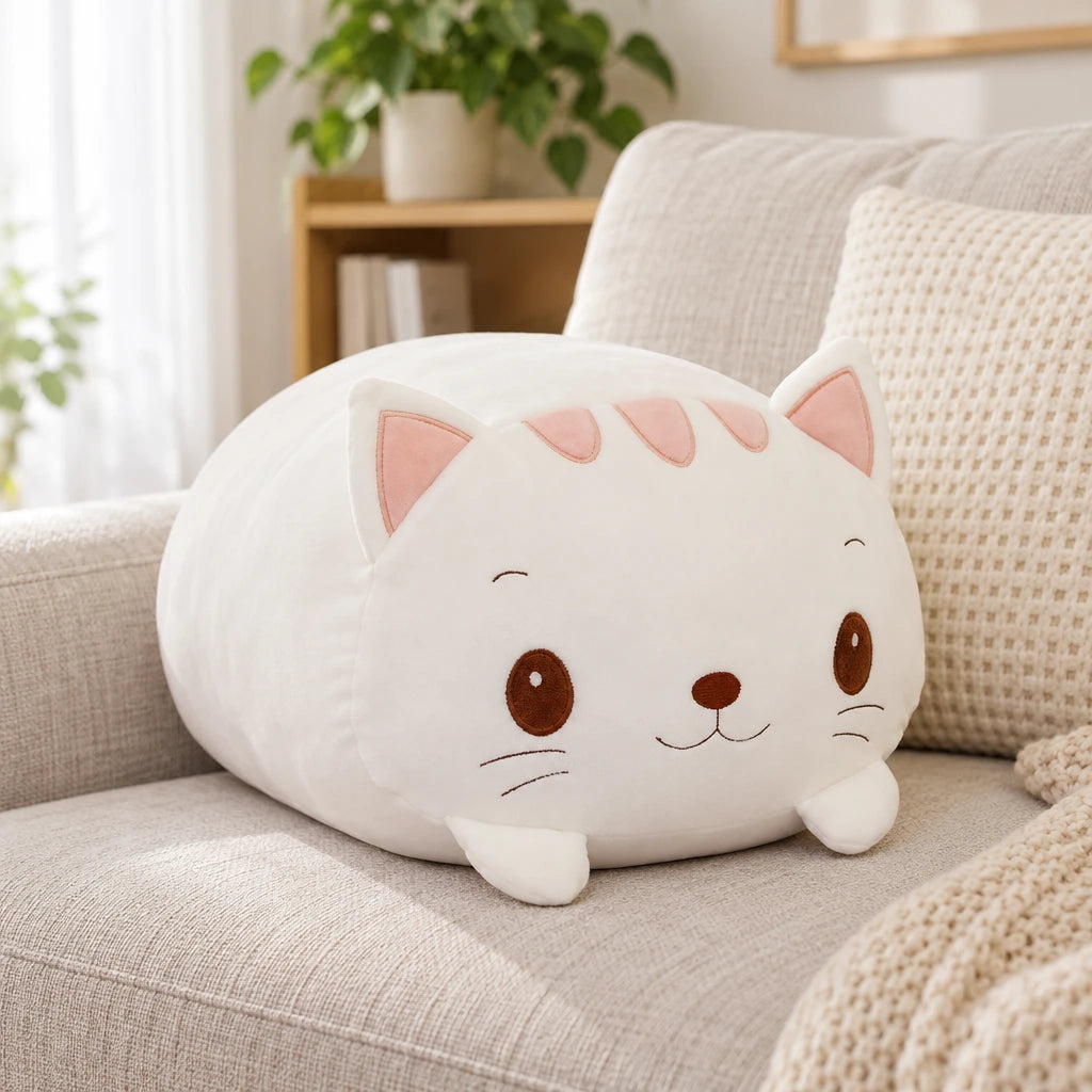 Muñeco De Peluche Gato Para Dormir Blanco