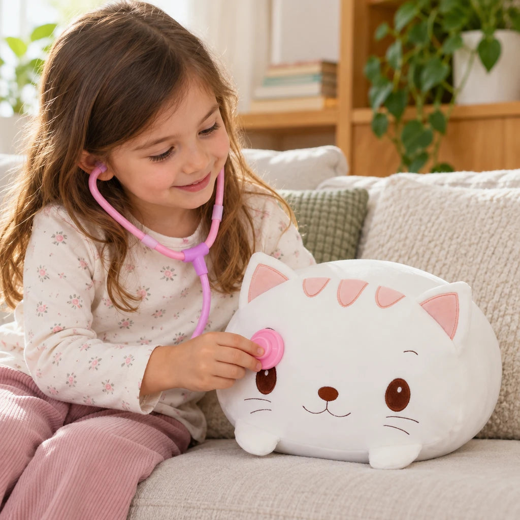 Muñeco De Peluche Gato Para Dormir Blanco
