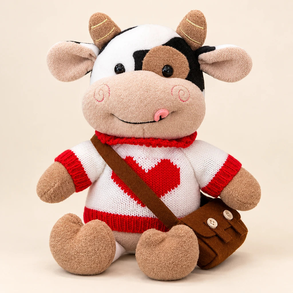 Peluche Con Suéter De Corazón De Vaca