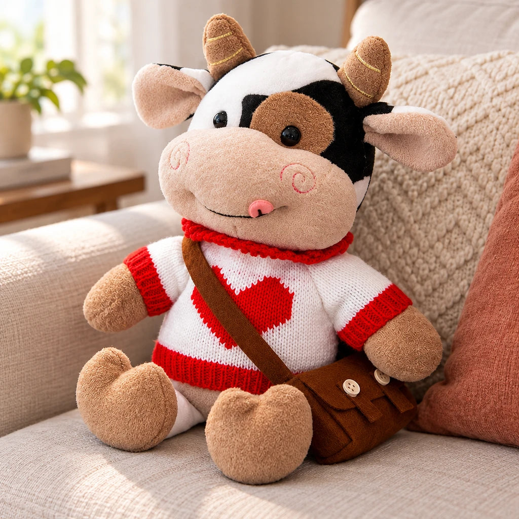 Peluche Con Suéter De Corazón De Vaca