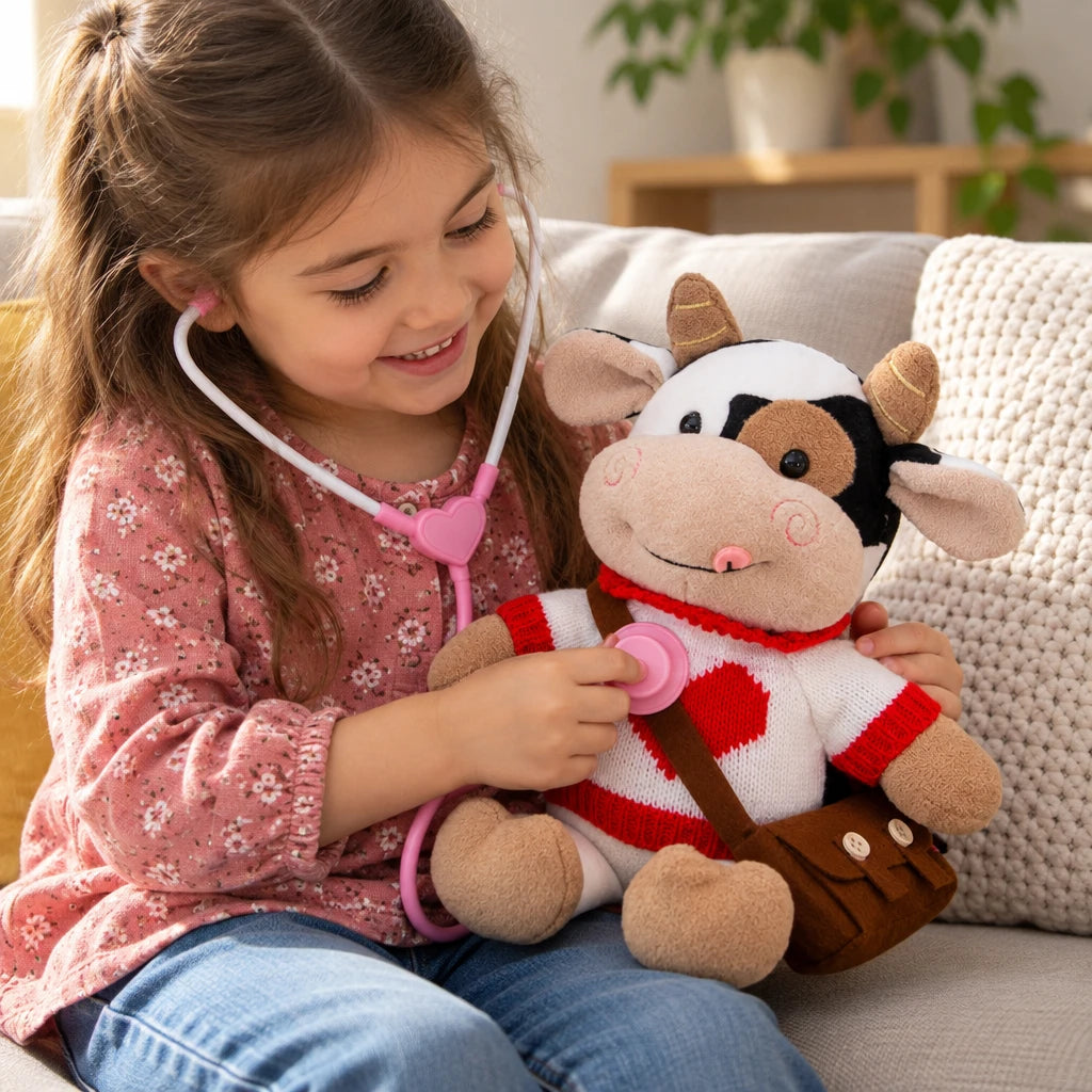 Peluche Con Suéter De Corazón De Vaca