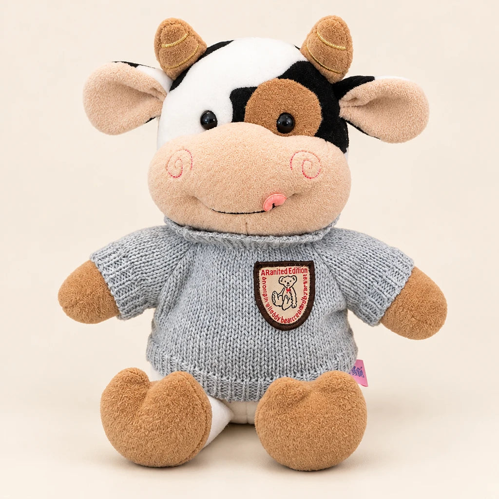 Peluche Con Suéter Gris Vaca