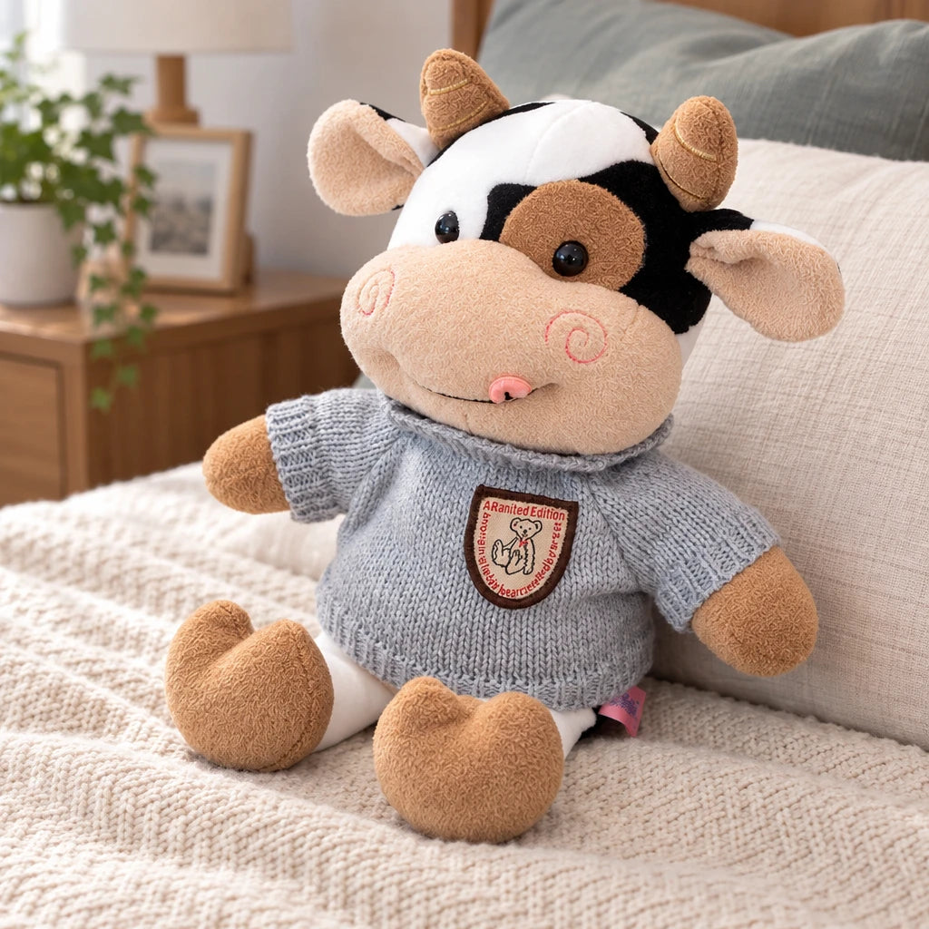 Peluche Con Suéter Gris Vaca