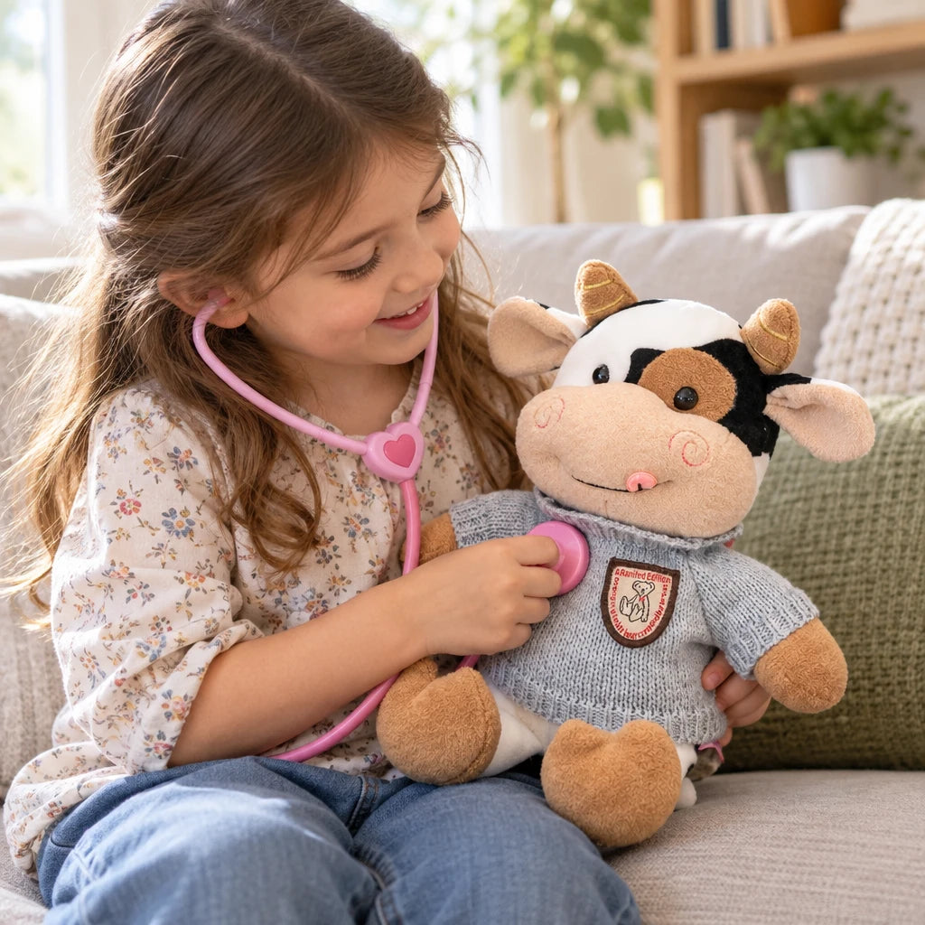 Peluche Con Suéter Gris Vaca