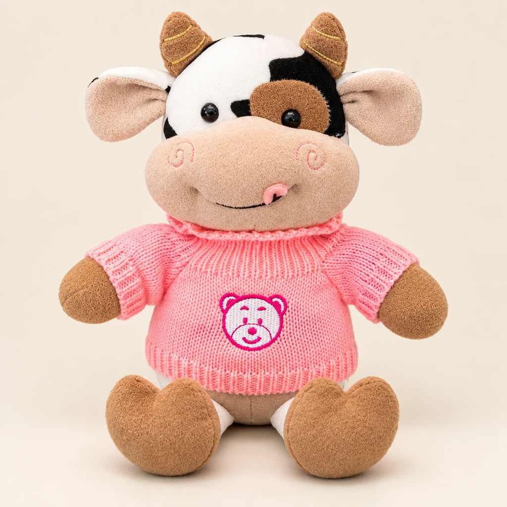 Peluche Con Suéter Rosa Vaca