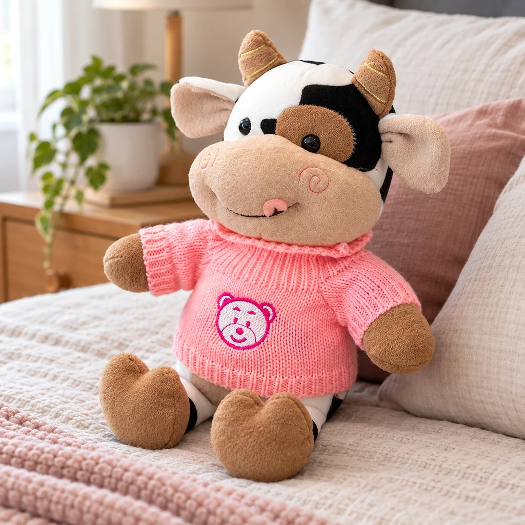 Peluche Con Suéter Rosa Vaca
