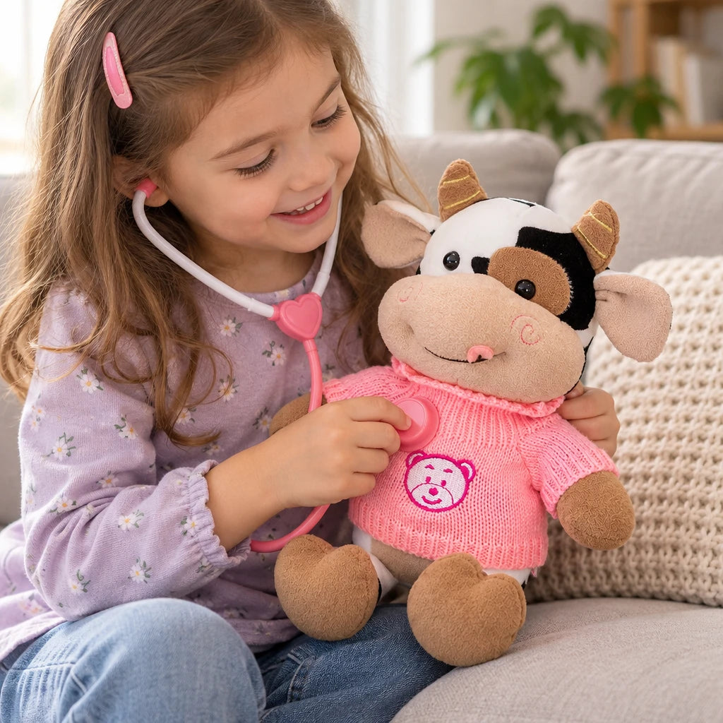 Peluche Con Suéter Rosa Vaca