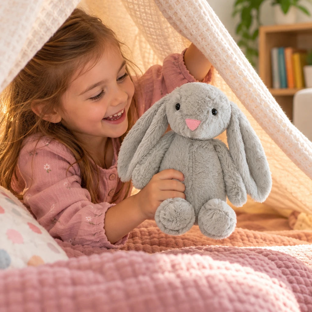 Peluche Conejo De Felpa Sentado Gris