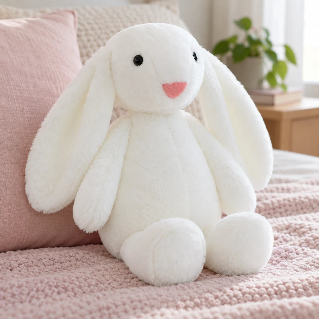 Peluche De Conejo Orejas Largas Blanco