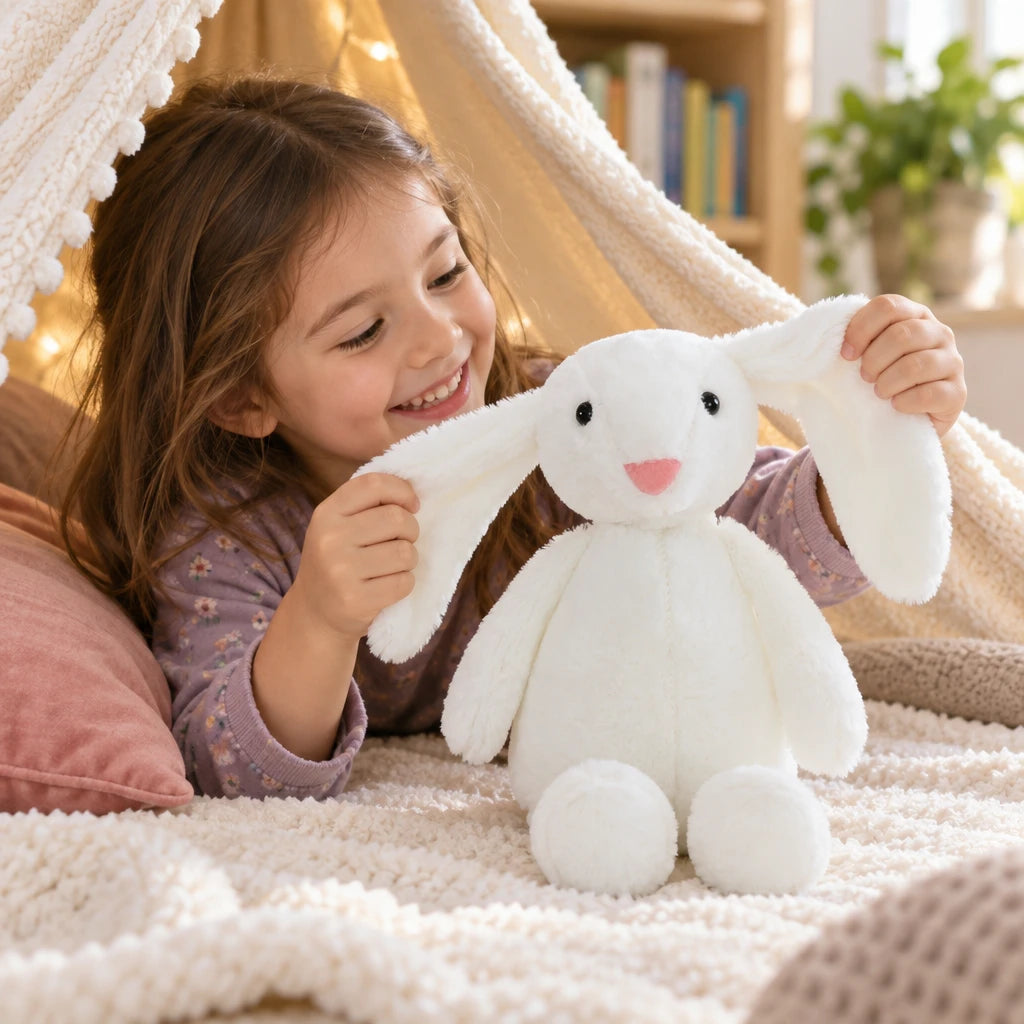 Peluche De Conejo Orejas Largas Blanco