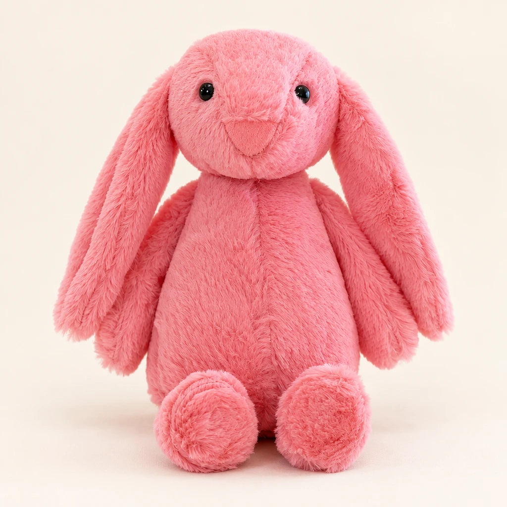 Peluche De Conejo Rosa Con Orejas Largas
