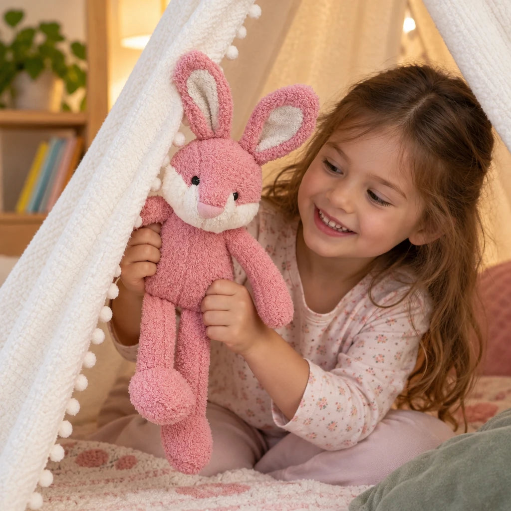 Peluche De Conejo Rosa Patas Largas