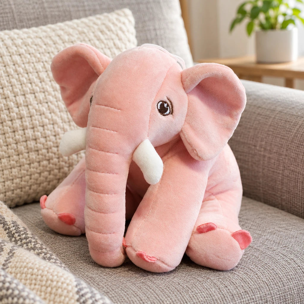 Peluche Elefante De Felpa Sentado Rosa