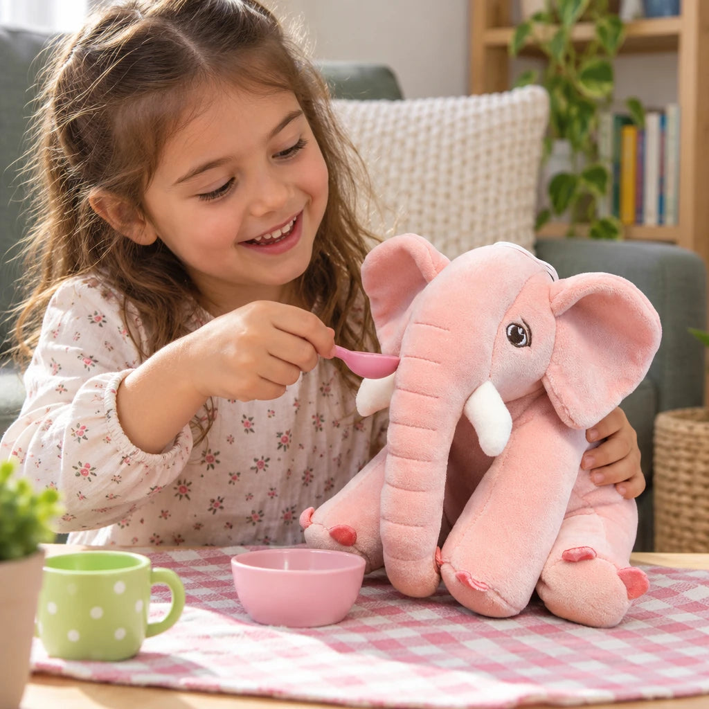 Peluche Elefante De Felpa Sentado Rosa