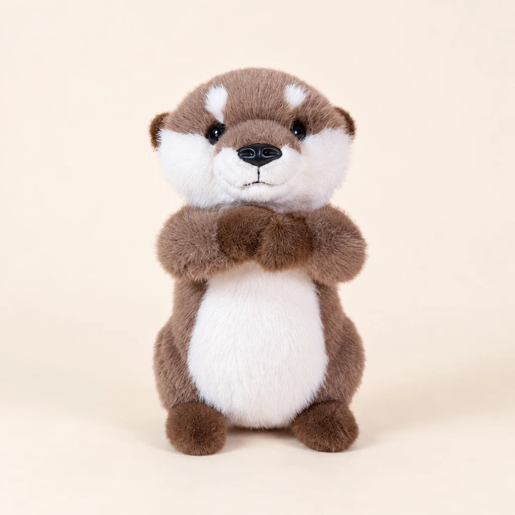 Peluche Muñeco Nutria Manos Magneticas Marrón Y Blanco