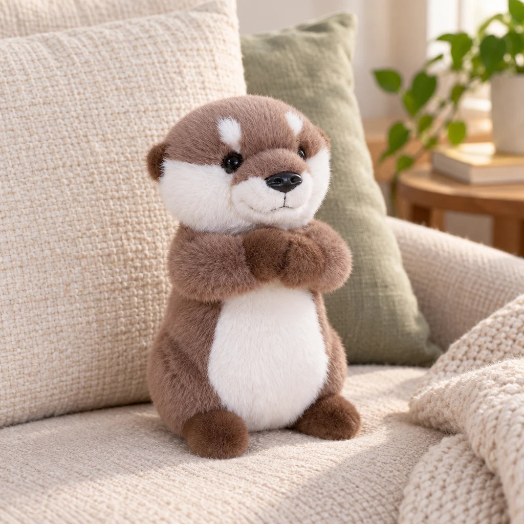 Peluche Muñeco Nutria Manos Magneticas Marrón Y Blanco