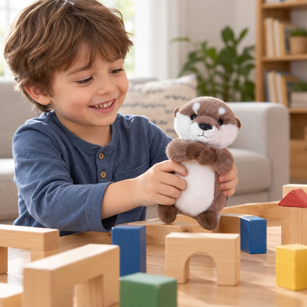 Peluche Muñeco Nutria Manos Magneticas Marrón Y Blanco