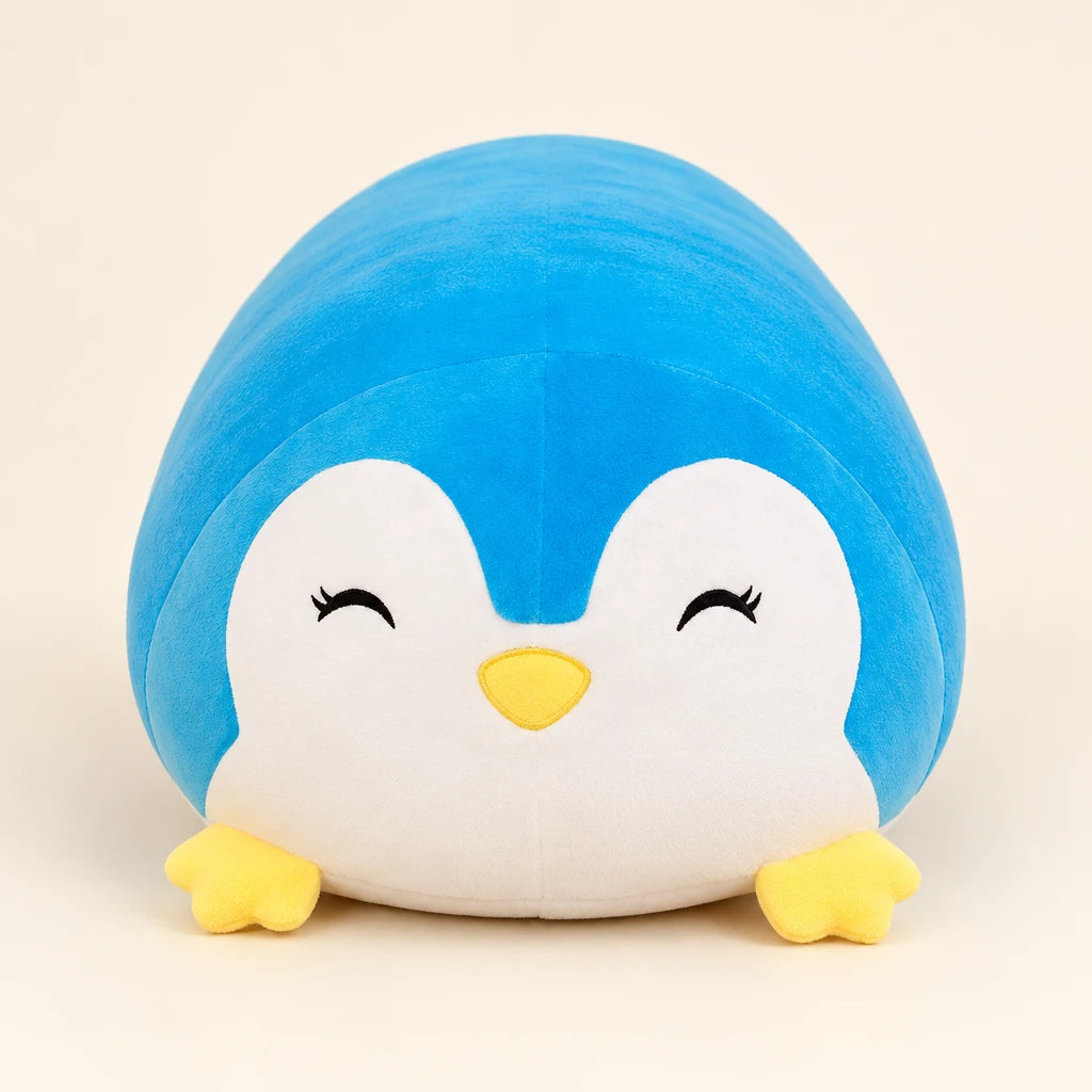 Peluche Pingüino Alargado Cilíndrico Azul Y Blanco