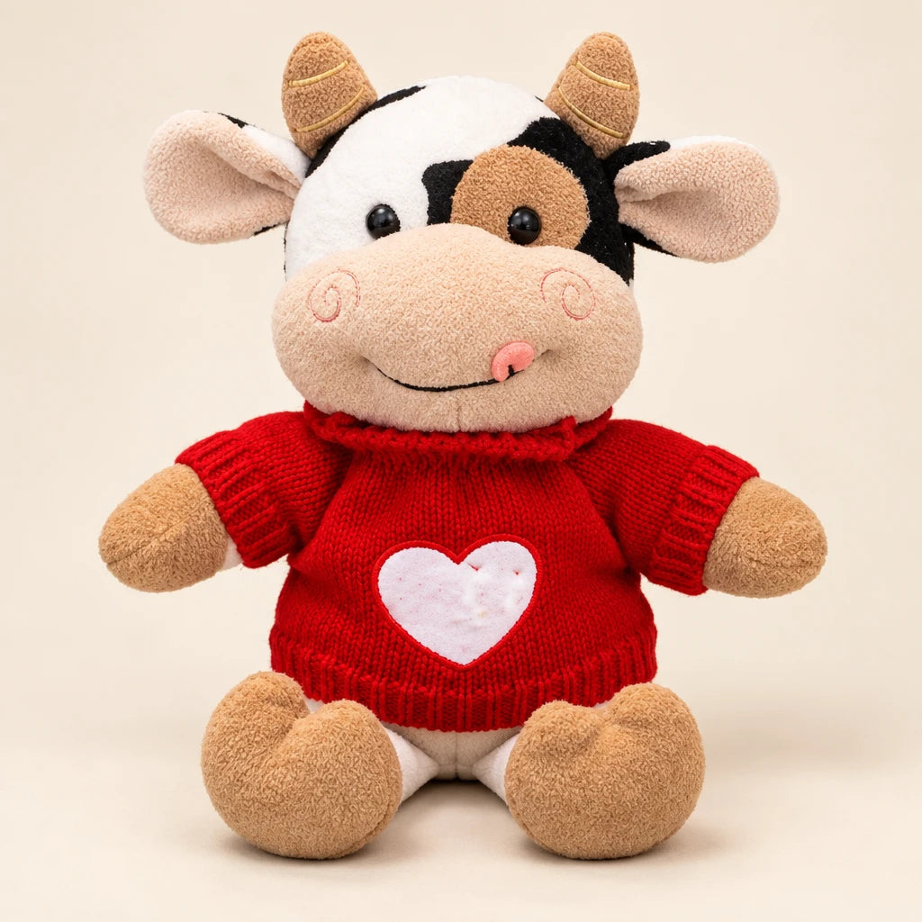 Peluche Suéter Rojo Con Corazón Vaca