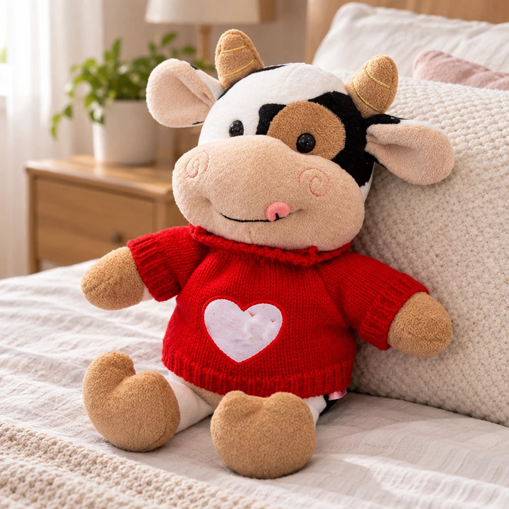 Peluche Suéter Rojo Con Corazón Vaca