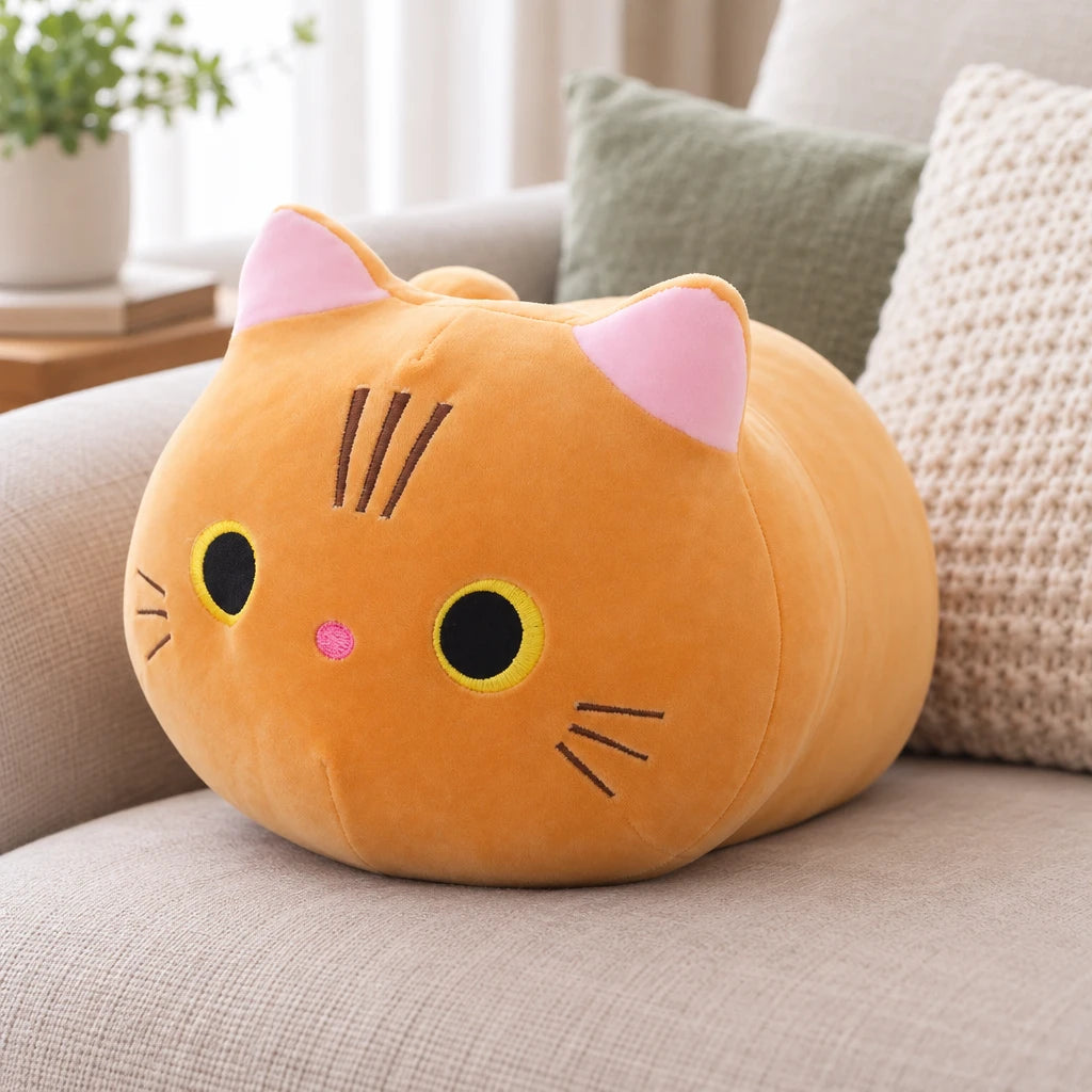 亚马逊卡通猫咪公仔可爱圆眼小猫抱枕 女友礼物毛绒玩具厂家批发